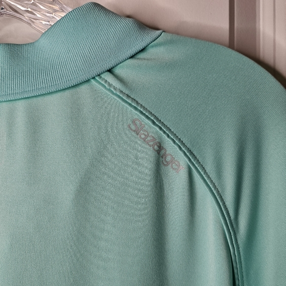 Men's Aqua Green Short Sleeve Polo Relaxed Stretch Fit Shirt Golf Bowling L - Picture 6 of 11